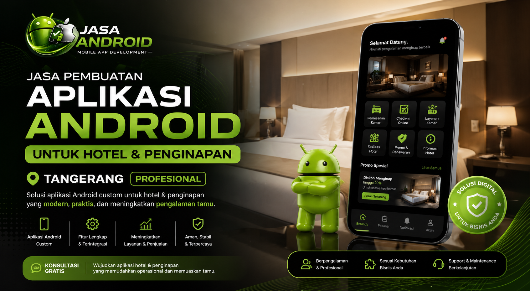 Jasa Pembuatan Aplikasi Android untuk Hotel & Penginapan Tangerang Profesional
